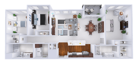 Floor plan for 3 beds, 2 baths, 1499 sqft